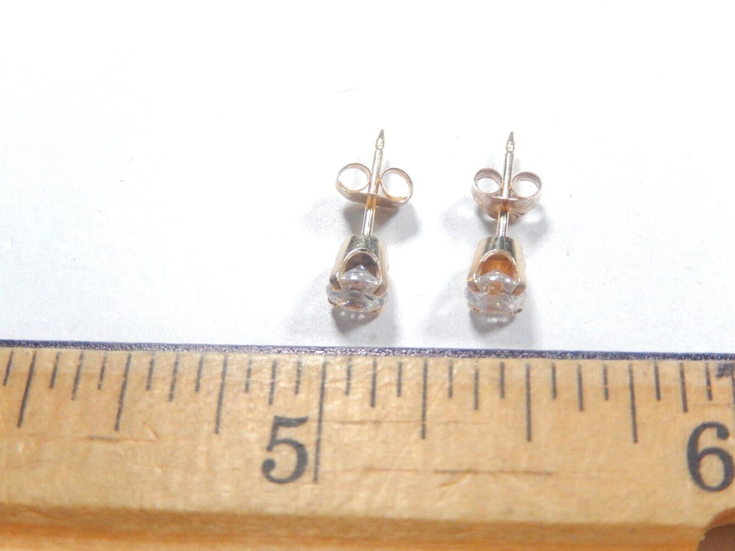 14K Yellow Gold .50CT Round Solitaire Cubic Zirconia Push Back Ear Stud Earrings