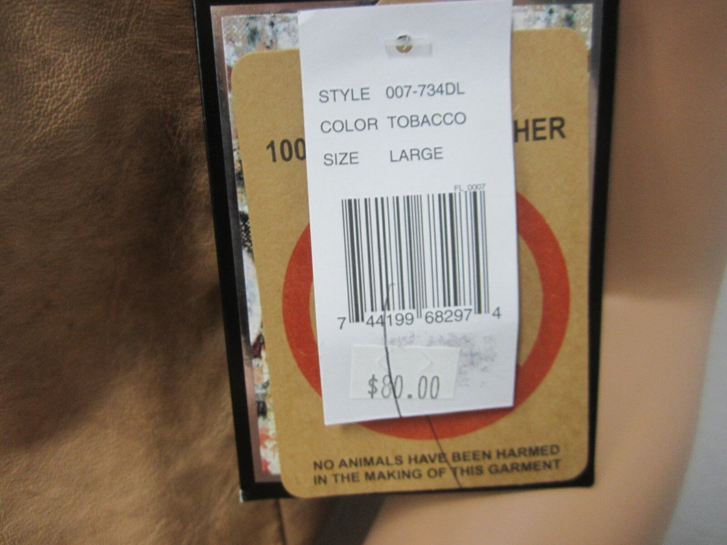NWT Indigo Saints Women's Vegan Leather Tobacco Color Zipper Front Vest Size L