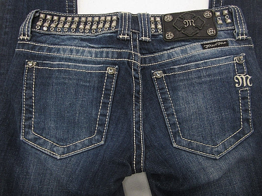 Miss Me 25 Distressed Skinny Jeans Bling Silvertone Stud Belt Embellish JP5130S4