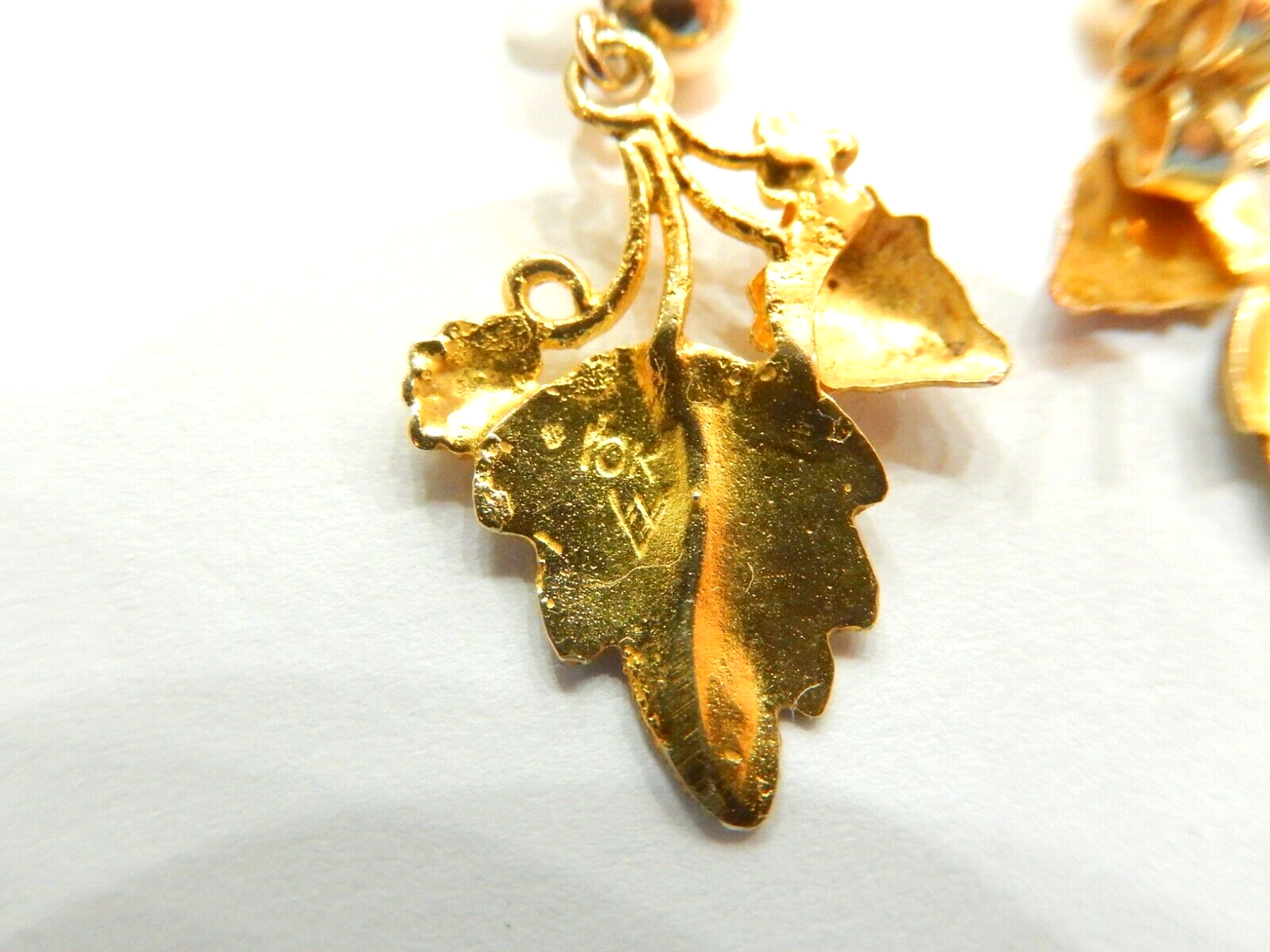 10K Tri-Color Black Hills Gold Dangle Leaf Earrings
