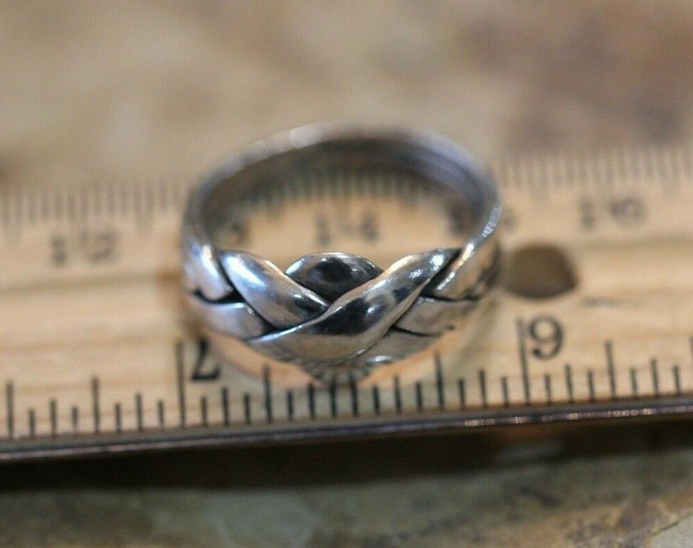 VINTAGE STERLING SILVER MODERNIST PUZZLE RING 4 RINGS SIZE 11.75