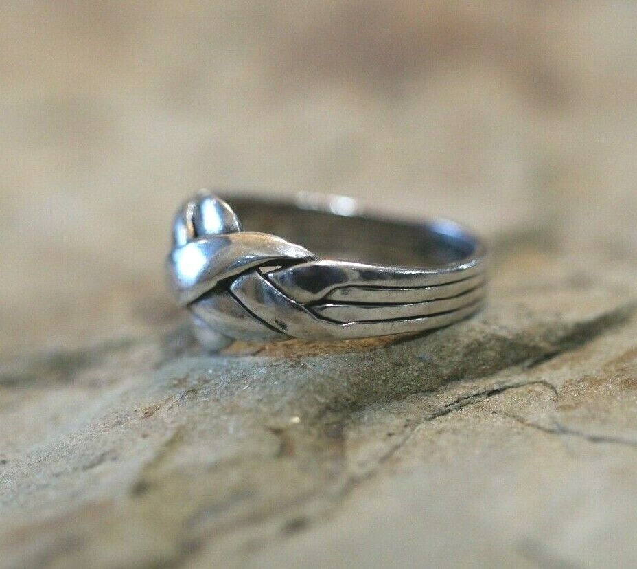 VINTAGE STERLING SILVER MODERNIST PUZZLE RING 4 RINGS SIZE 11.75