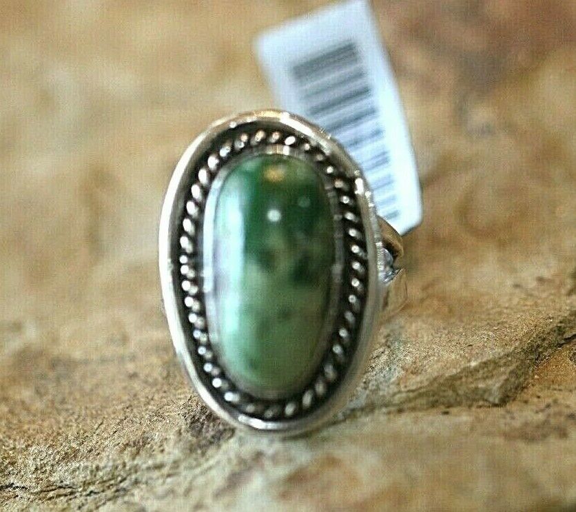 *VINTAGE*  Native American Navajo Green Turquoise Sterling Silver Ring Size 9
