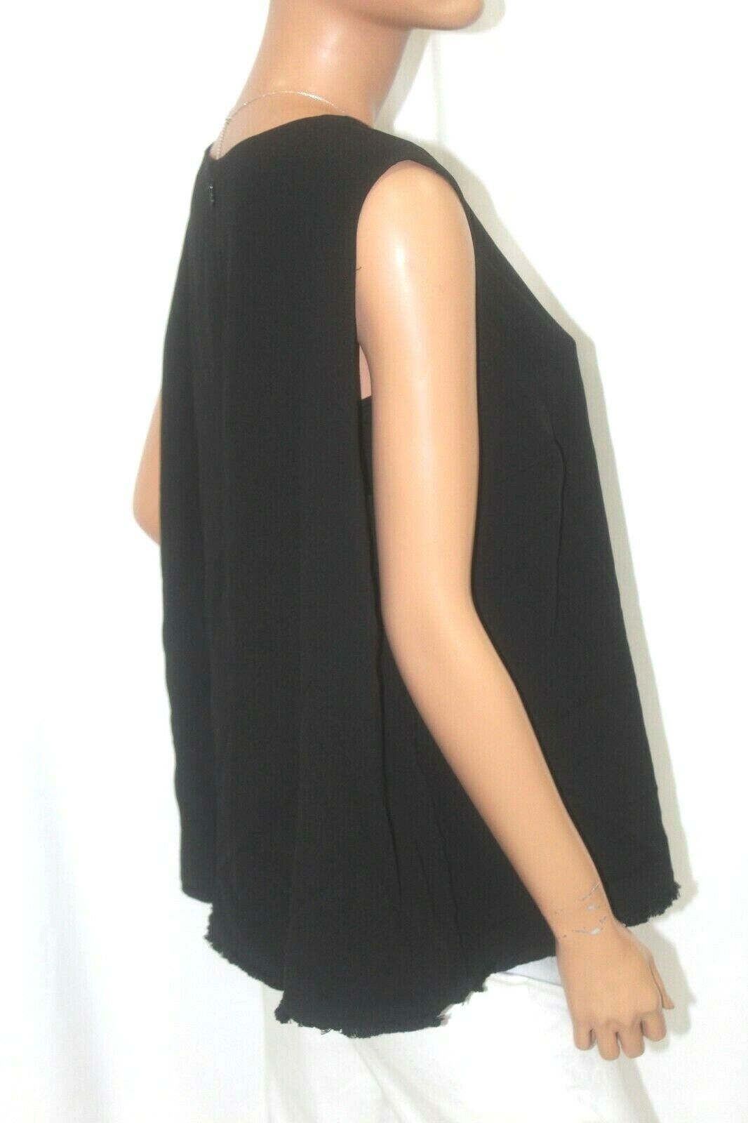 *NWT* Victoria Beckham  2X  Black Sleeveless Fringe Top Zip At The Back