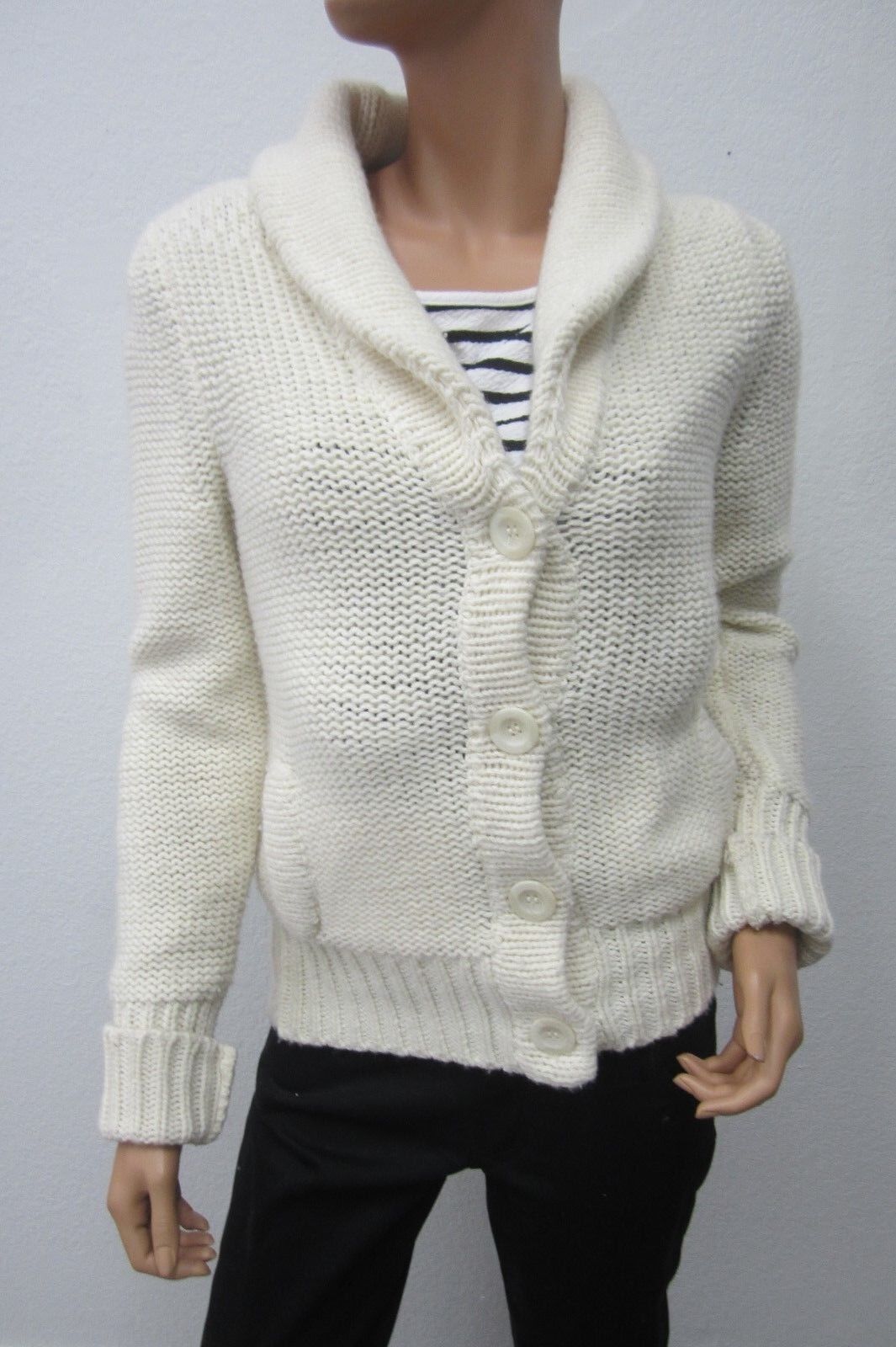 *MINT* American Eagle Outfitters Womens Button Cardigan Ivory Cowl Knit Sz Med