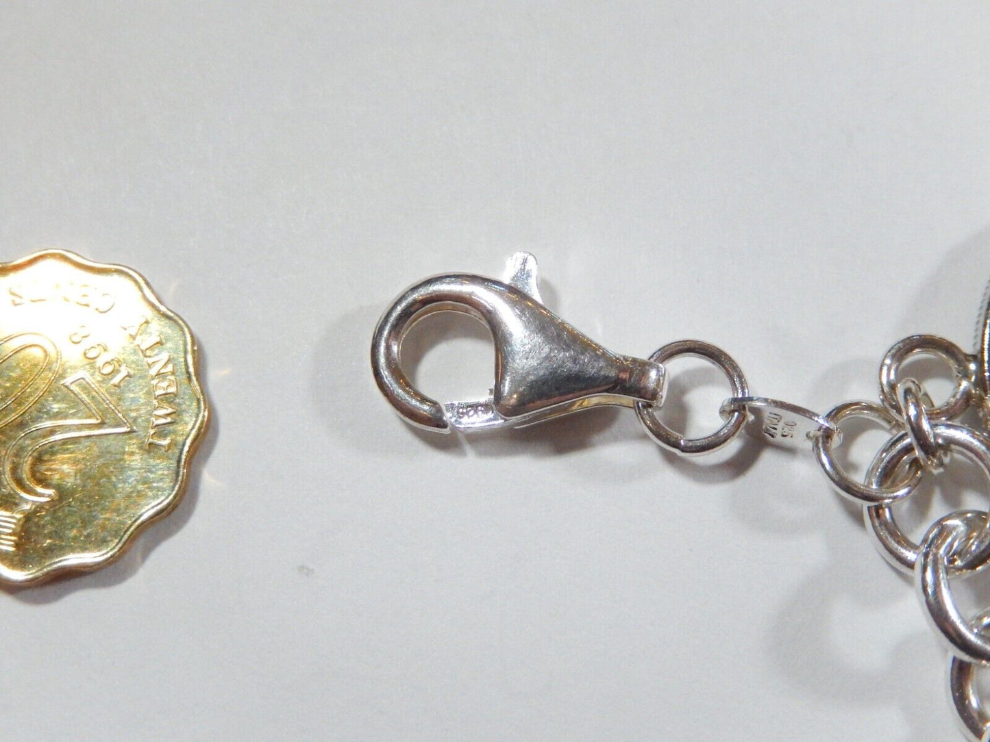 *VINTAGE*  Sterling Silver Italy International Coin Bracelet 7” Unique Piece!