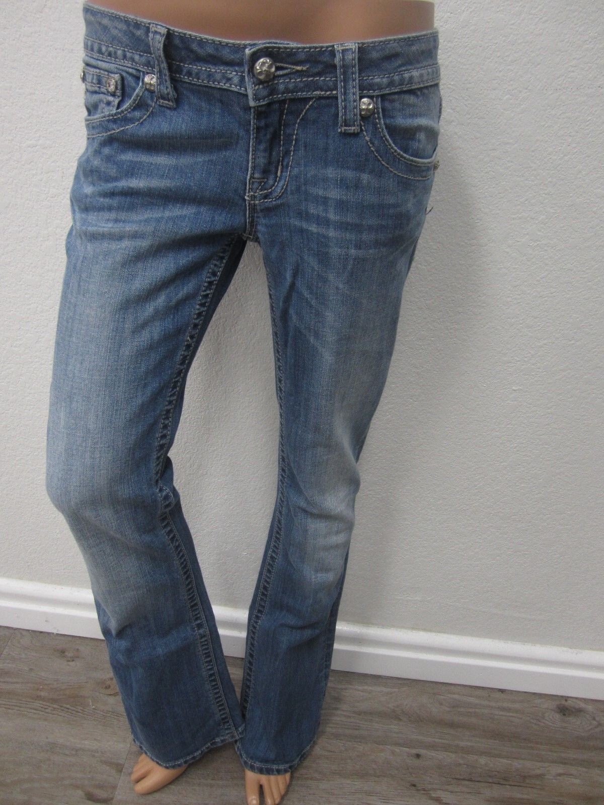 MINT Miss Me Jeans Womens Boot Cut Cowhide Med Wash Blue JW6064B2 Size 26x33