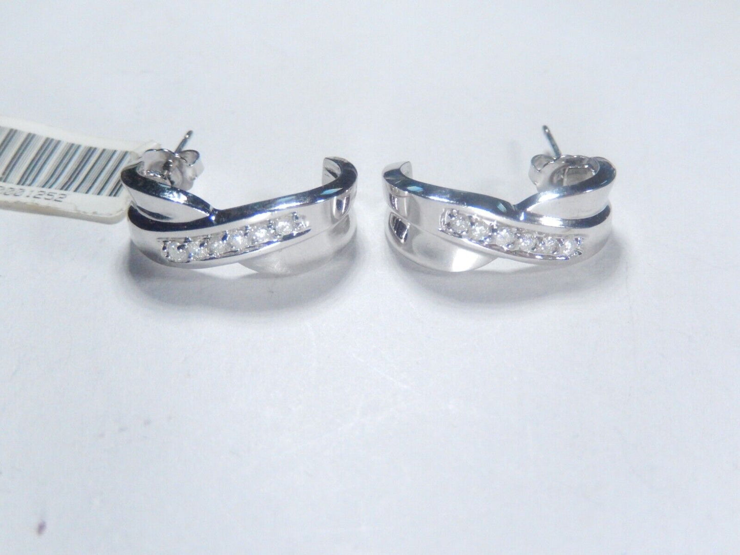 14k  White Gold X Style Post Earrings 12 Natural Diamonds 7.4 Grams