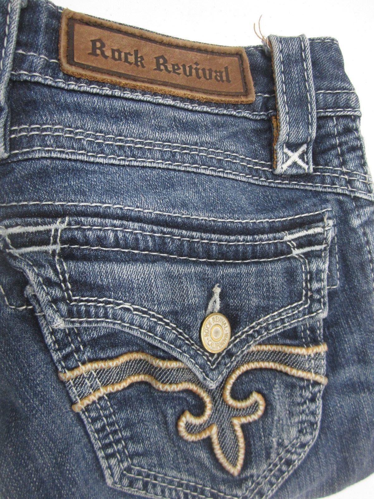 VERY NICE Rock Revival  Stephan Boot Cut Medium Blue Jeans Size 26 x 32.5