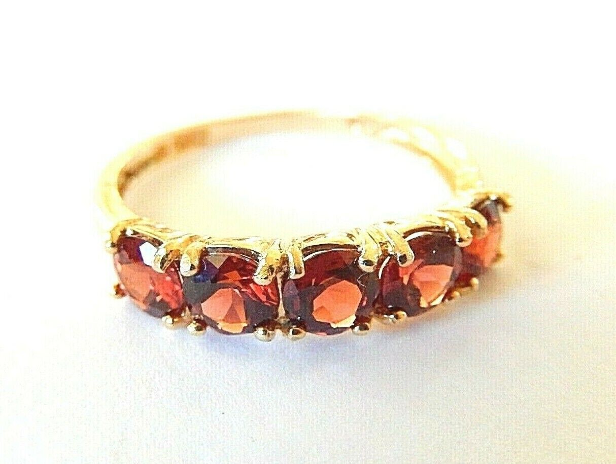 *NEW* 14K YELLOW GOLD 1.50CT ROUND GARNET 5mm BAND RING SIZE 6.75