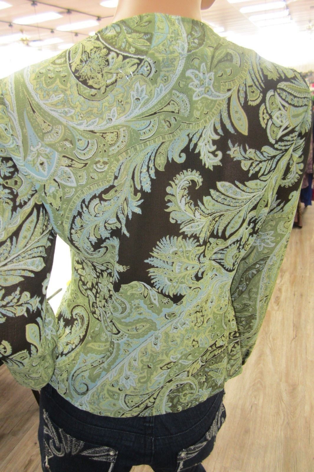 VERY NICE  Emma James Womens Green Floral  Top Size 6 Petite Blouse