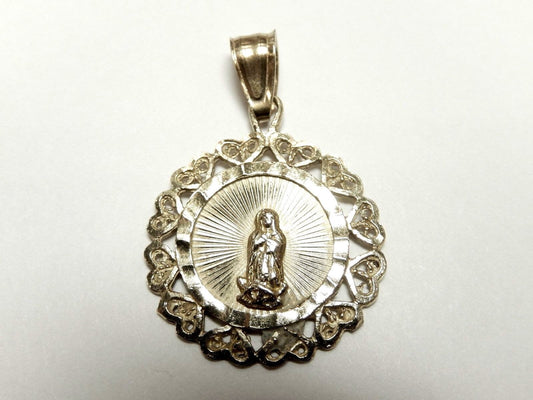 14K SolidYellow Gold St Mary  Pendant 25mm