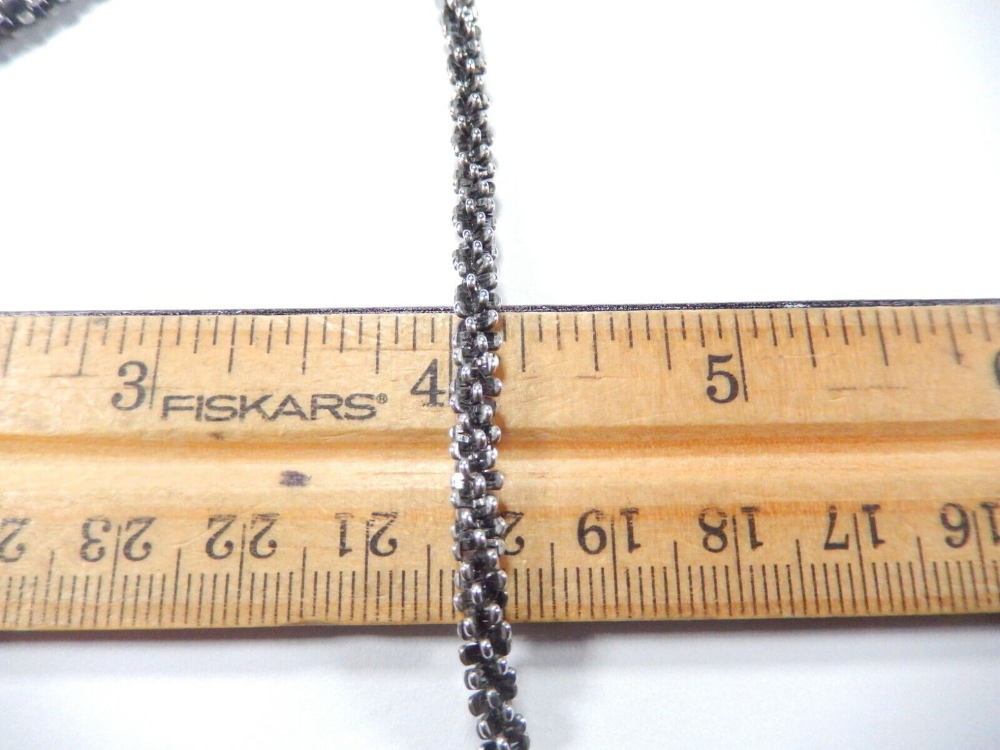 *VINTAGE* ITALY  Sterling Silver & Black Oxidized 4.5mm Fancy Round Neckchain