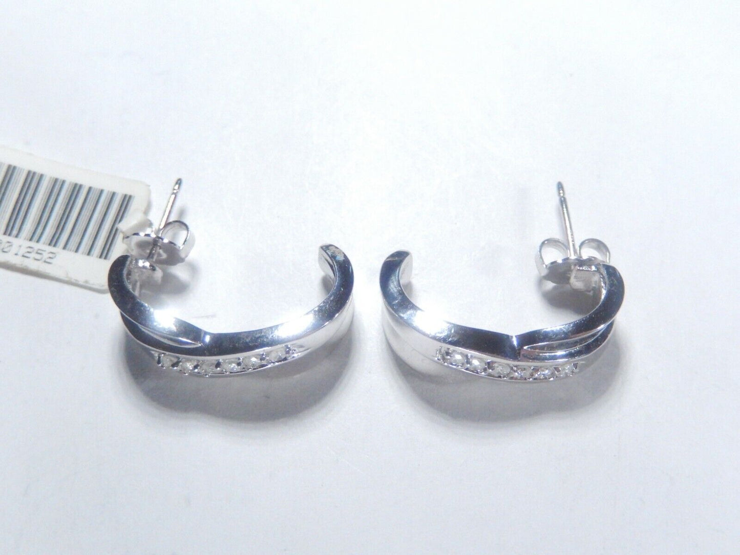 14k  White Gold X Style Post Earrings 12 Natural Diamonds 7.4 Grams