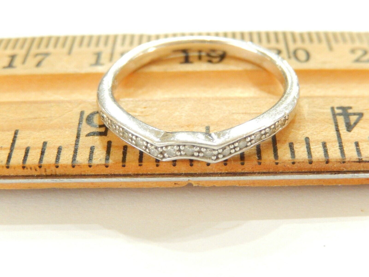 EC Sterling Silver  Diamonds Wedding Band Ring SZ 7.25