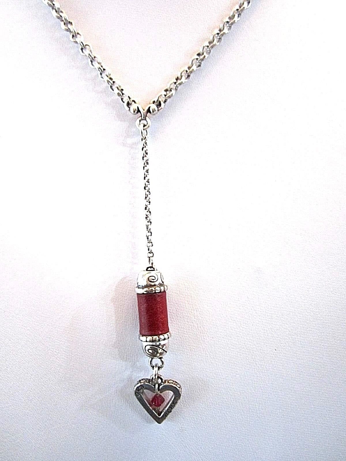 RETIRED BRIGHTON HEART with RED CRYSTALS 16"-18" NECKLACE