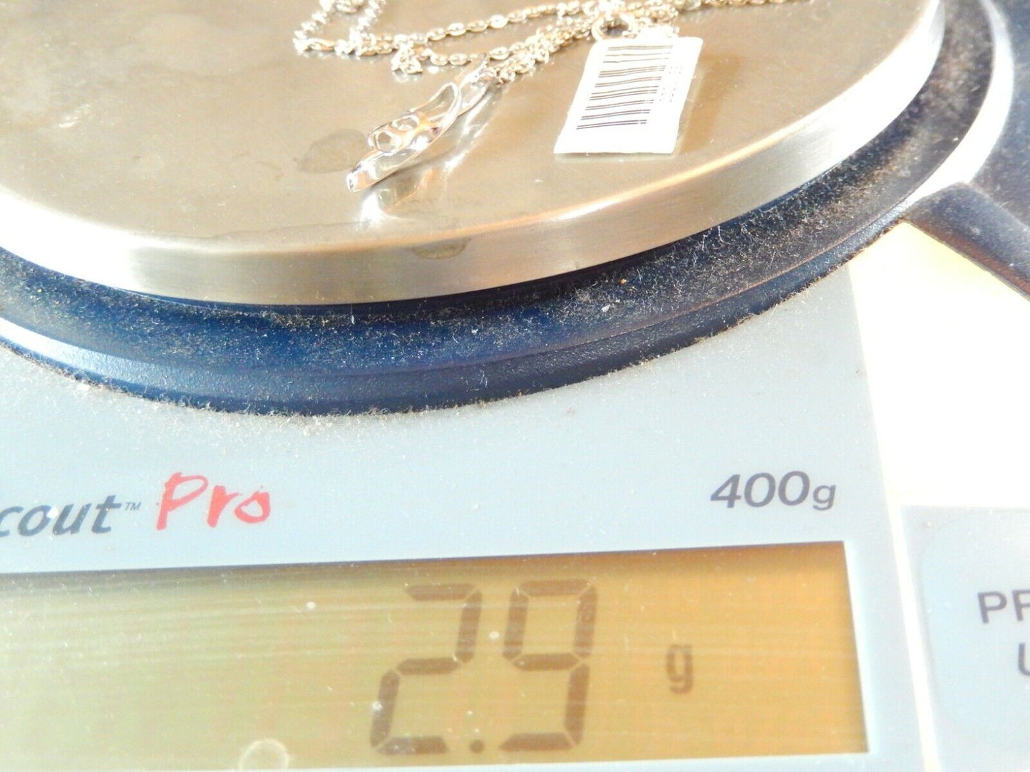 *VINTAGE*  14k White Gold Diamond Solitaire Drop  Slide Pendant with 18" Chain