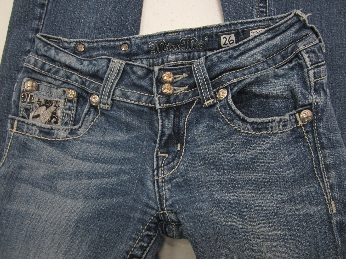 VERY NICE Miss Me Jeans JP5002-21 Boot Embellished Dove Size W26 x L34