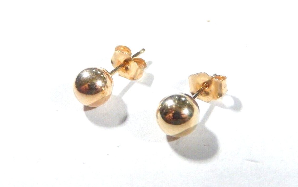 Solid - 14k Yellow Gold 6mm Ball Ear Studs