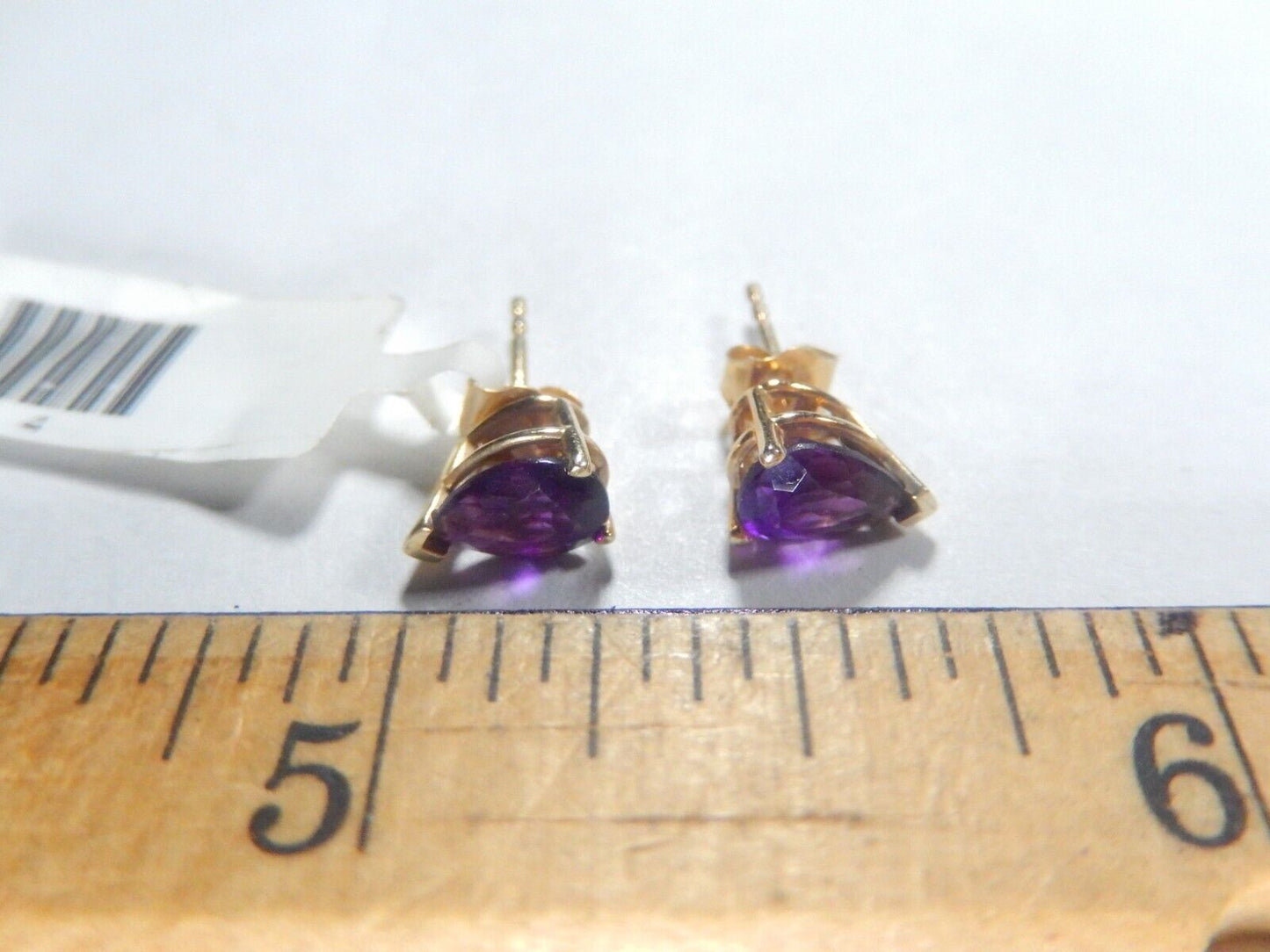14K Yellow Gold 1.00 CT  Brazilian Amethyst Thick Basket Stud Earrings