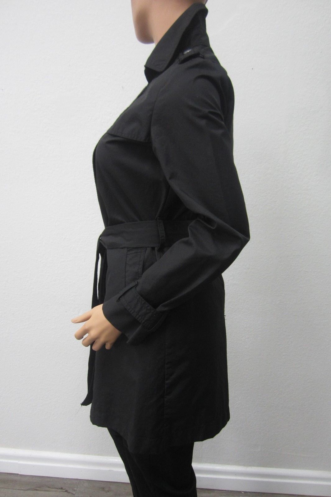 Gap Classic Shoulder Strap Black Trench Style Coat Jacket Sz Small