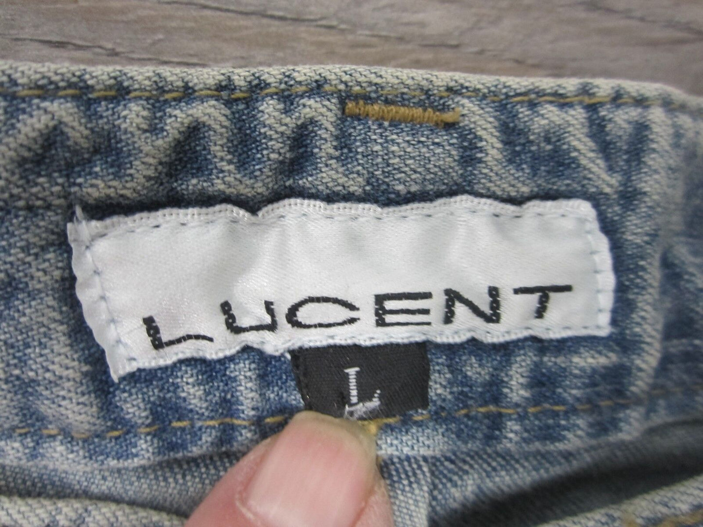 NWOT LUCENT Embellished Beadazzled Light Wash Denim Flare Jeans Sz 15W X 32