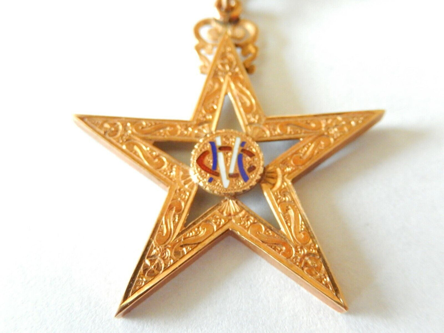 *RARE*  ANTIQUE  1905 14K MASONIC MEDAL PIN BADGE 1105 CROWN  WITH MASONIC  STAR