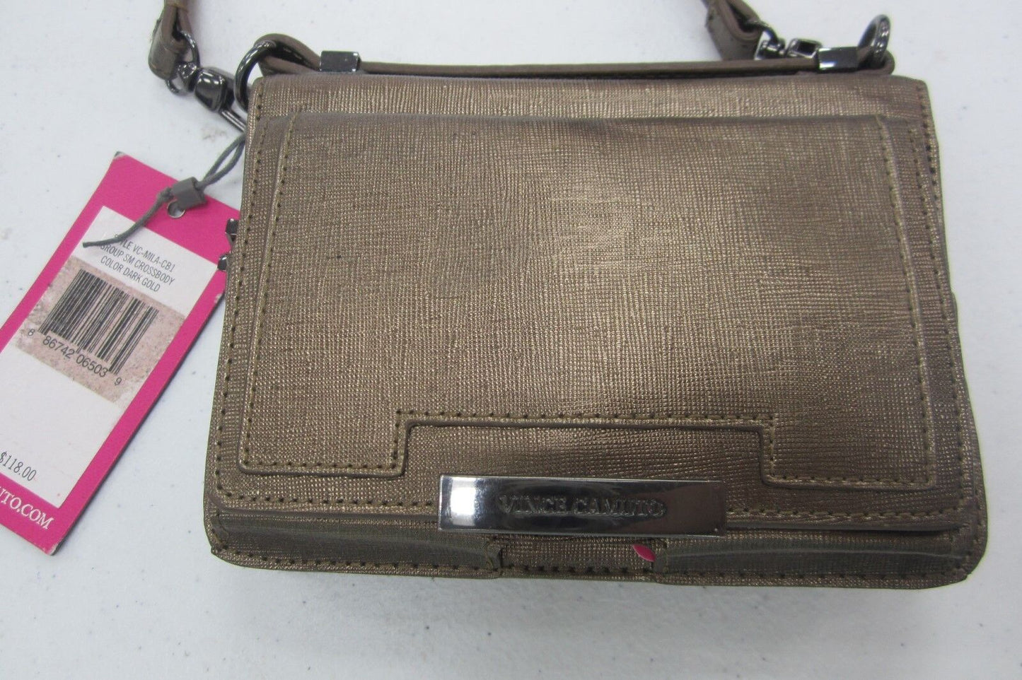 *NWT* $118.00  VINCE CAMUTO  Small Leather Dark Gold Crossbody