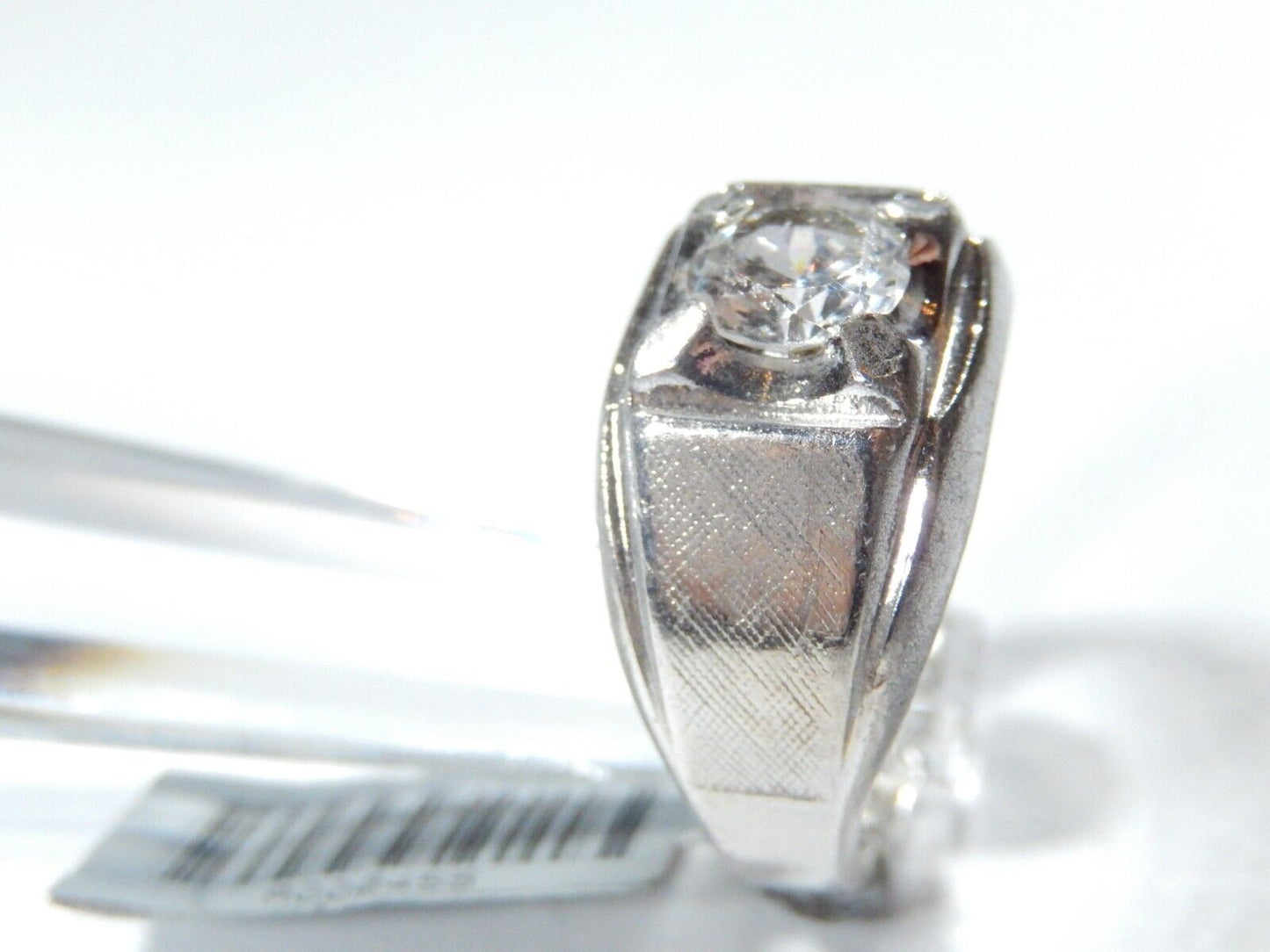 *VINTAGE* Sterling Silver 1.00 CT CZ Round Brilliant Solitaire Men’s Ring Sz 8.5