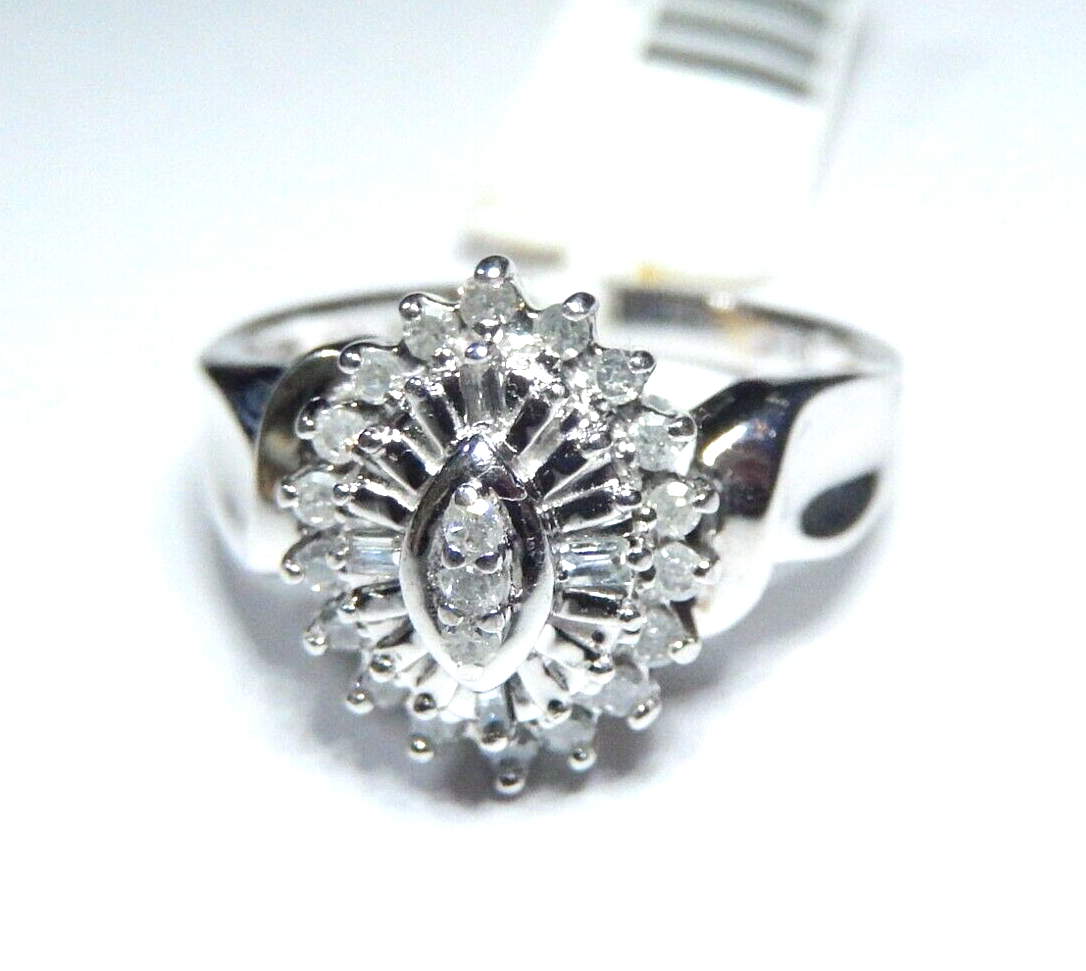 *NWT* 10KT White Gold .25CT Diamond Wedding Anniversary Engagement  Ring Sz 7.5