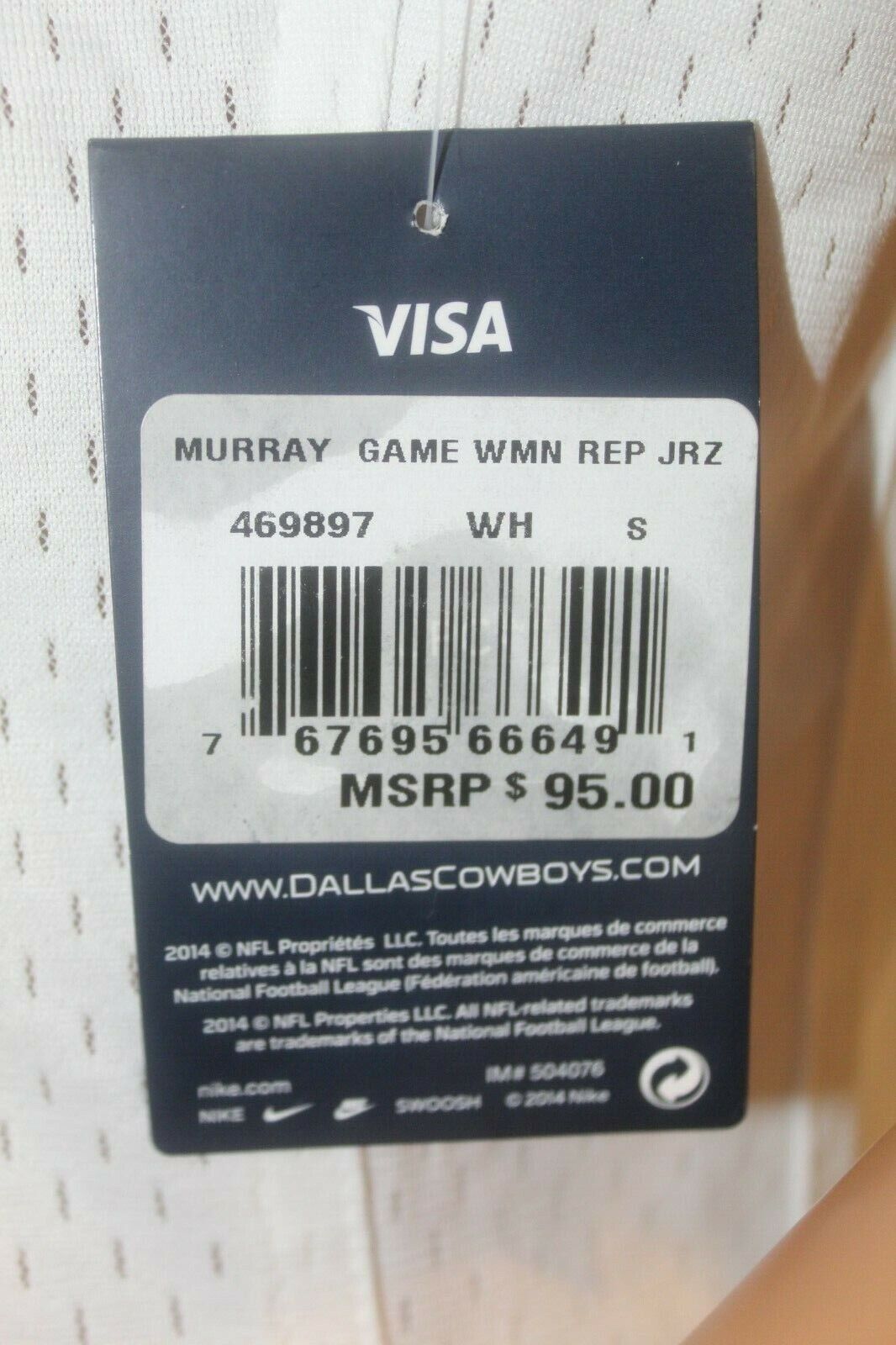 *NWT* $95. Women's Dallas Cowboys Murray Nike On Field Game Replica Jersey Sz S