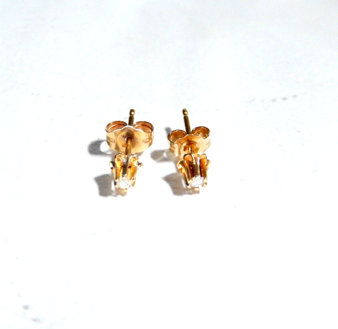 *VINTAGE*-  14k Yellow Gold - Diamond Buttercup Earrings