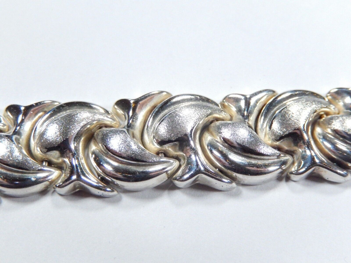 "VINTAGE* 14mm STERLING SILVER TURKEY SIGNED PUFFY ABSTRACT LINK BRACELET 7.25"
