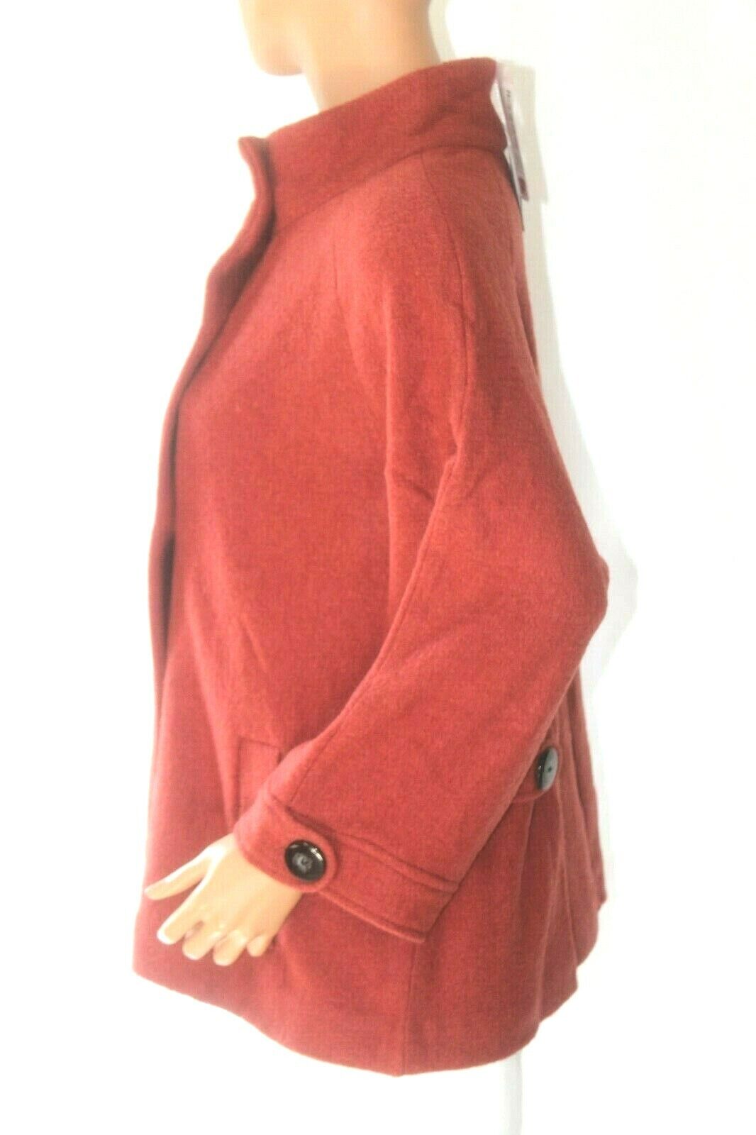 *NWT* $228. Chico's 100% Wool Rust Double Breasted Pea Coat  Blazer Jacket Sz 2