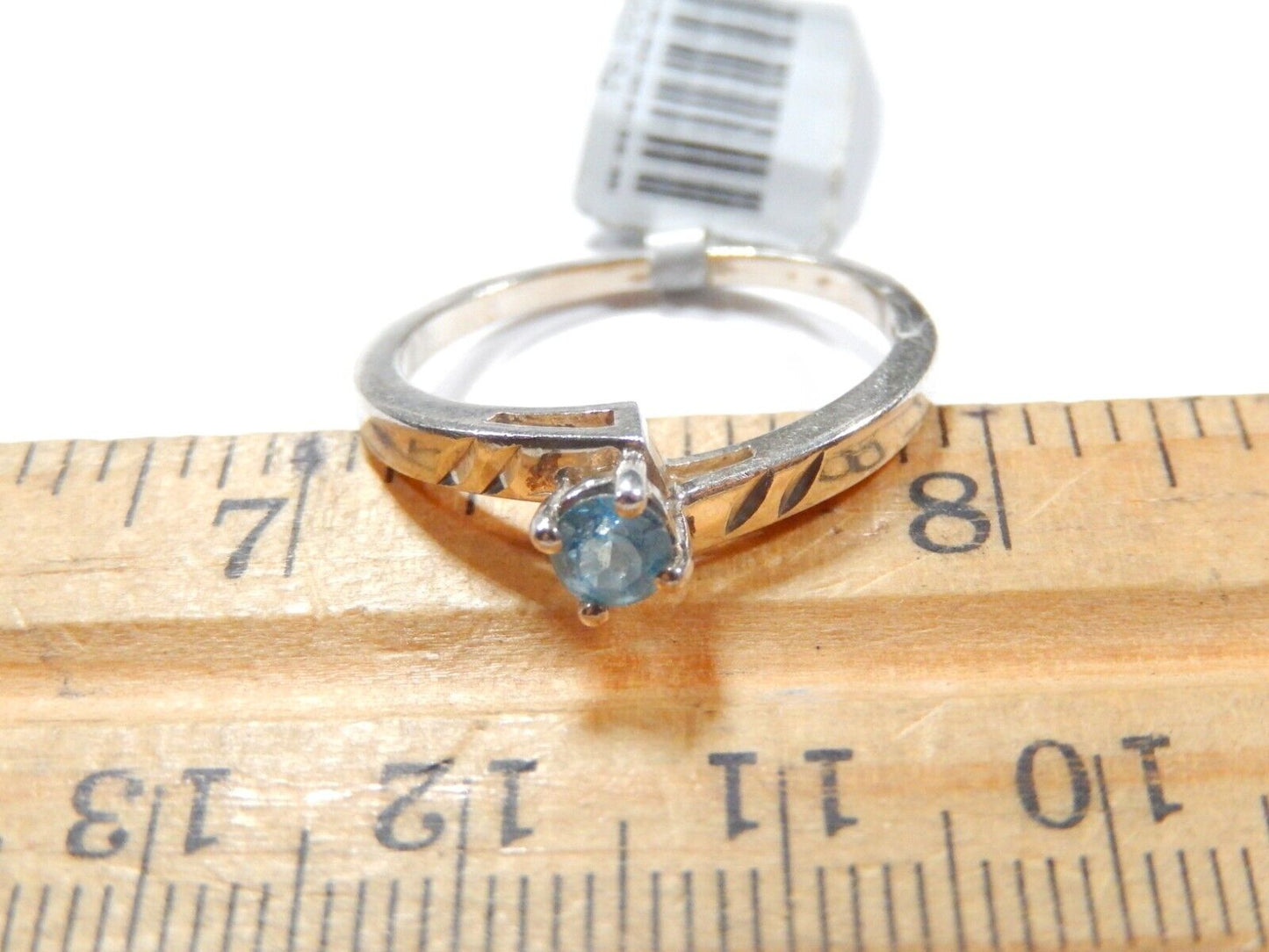Round Blue Topaz Gemstone Solitaire Decorative 925 Sterling Silver Ring Sz 8.75