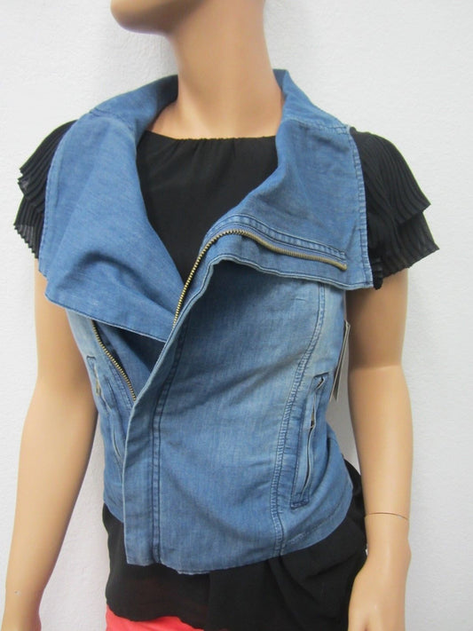 NWT Gianni Bini Zip Up Denim Vest Size XS - Retail $59