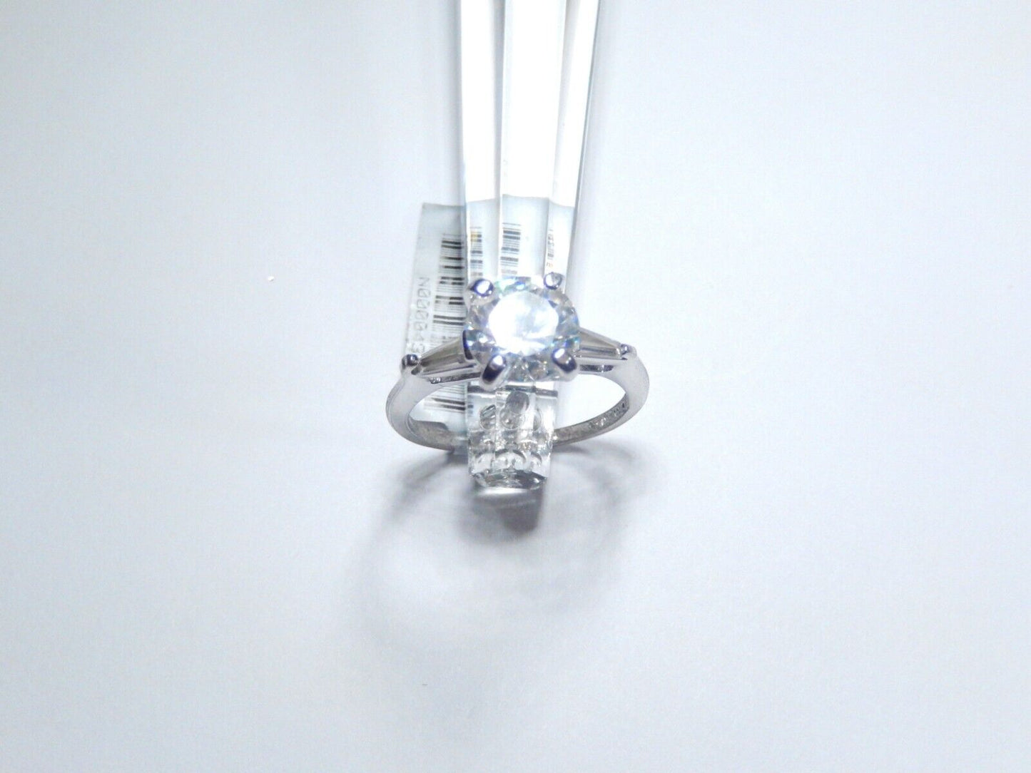 *VINTAGE*  STERLING SILVER  2.25 CT  Round Solitaire & Baguette CZ  Ring* SIZE 7