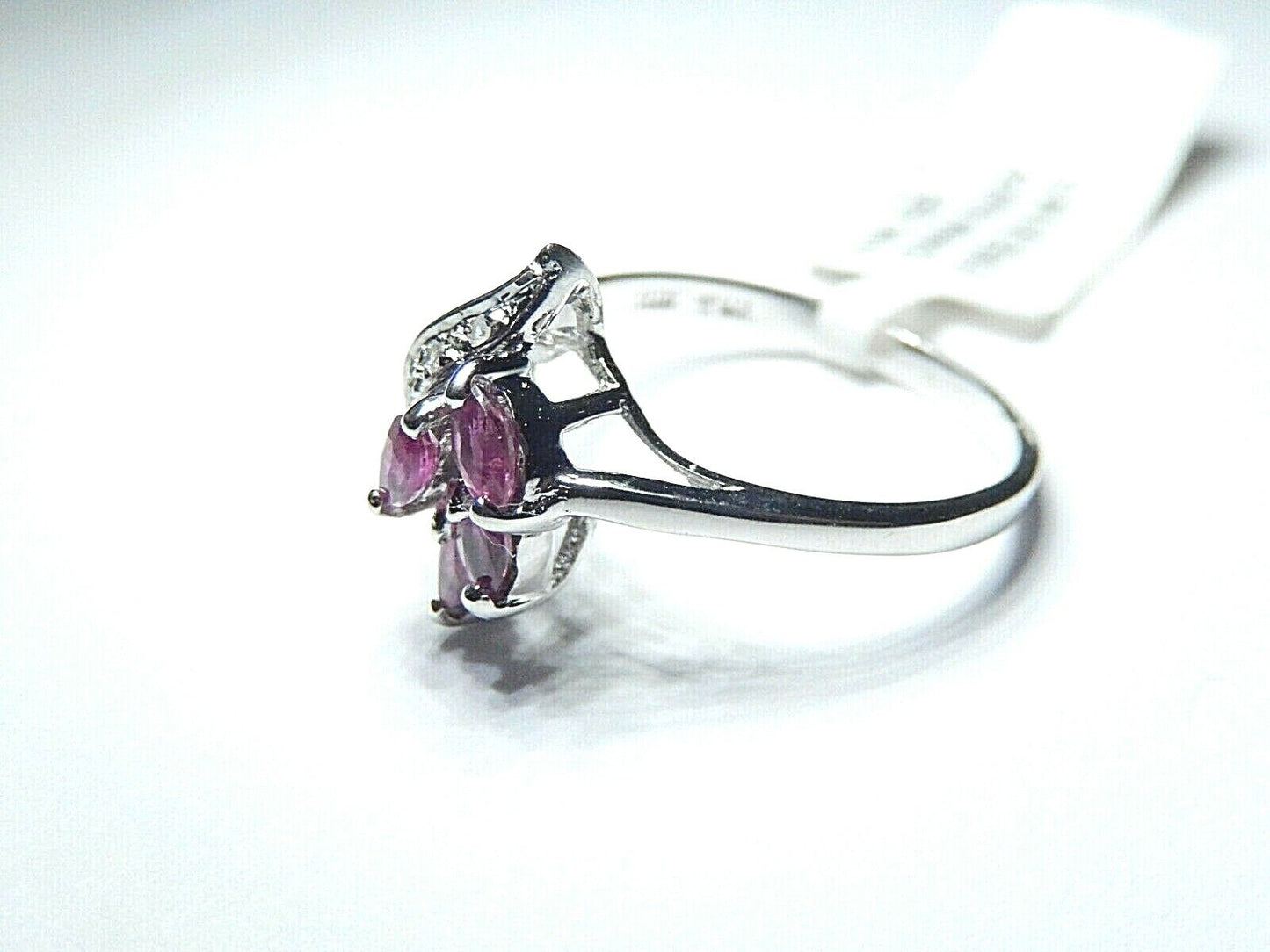 *NWT* 10k White Gold SUPER CUTE  Marquise Ruby And Diamond Ring Size 6.5