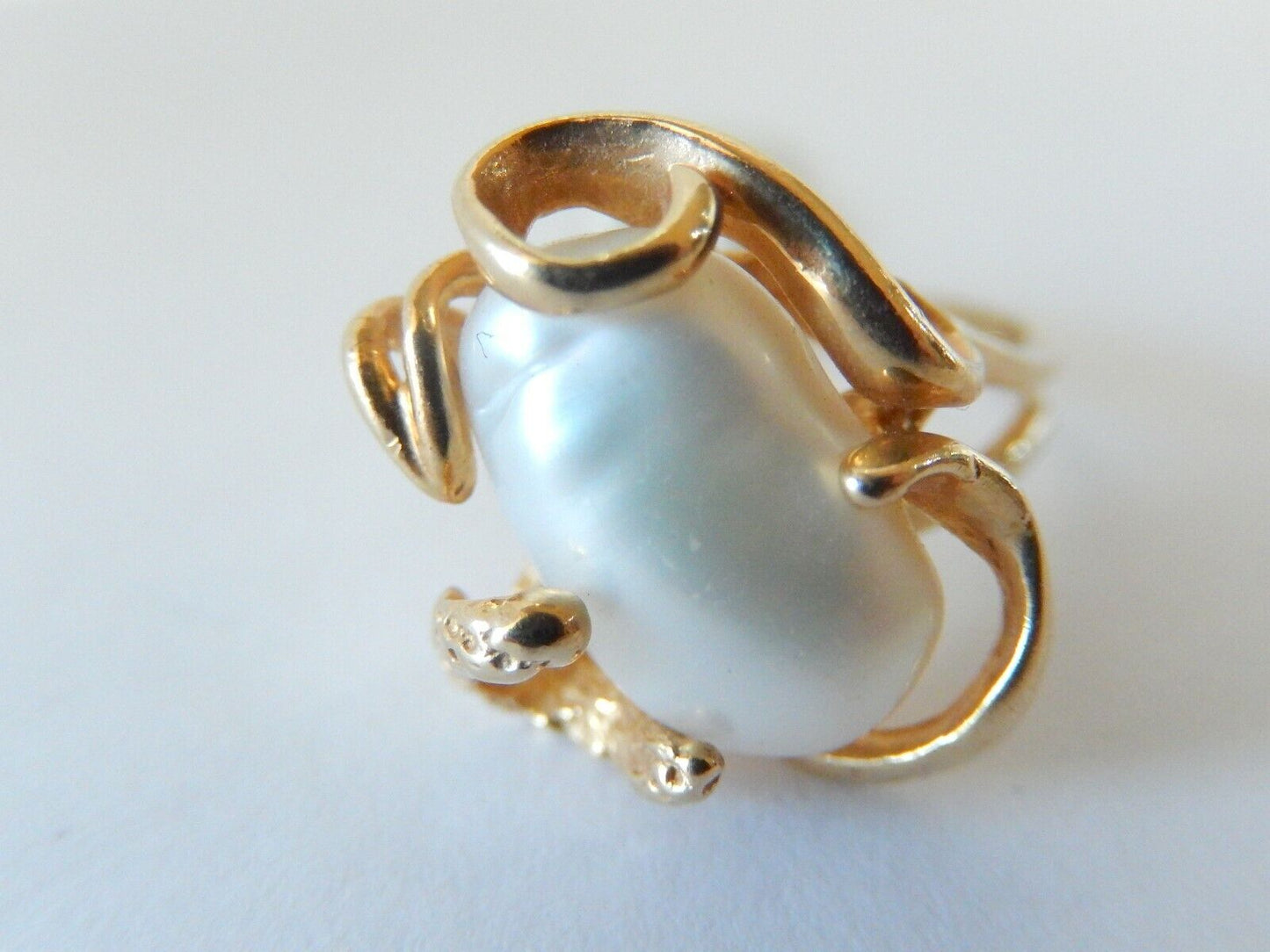 *VINTAGE* Ladies 14k yellow gold South Sea Baroque Freshwater Pearl  Ring Sz 8.5