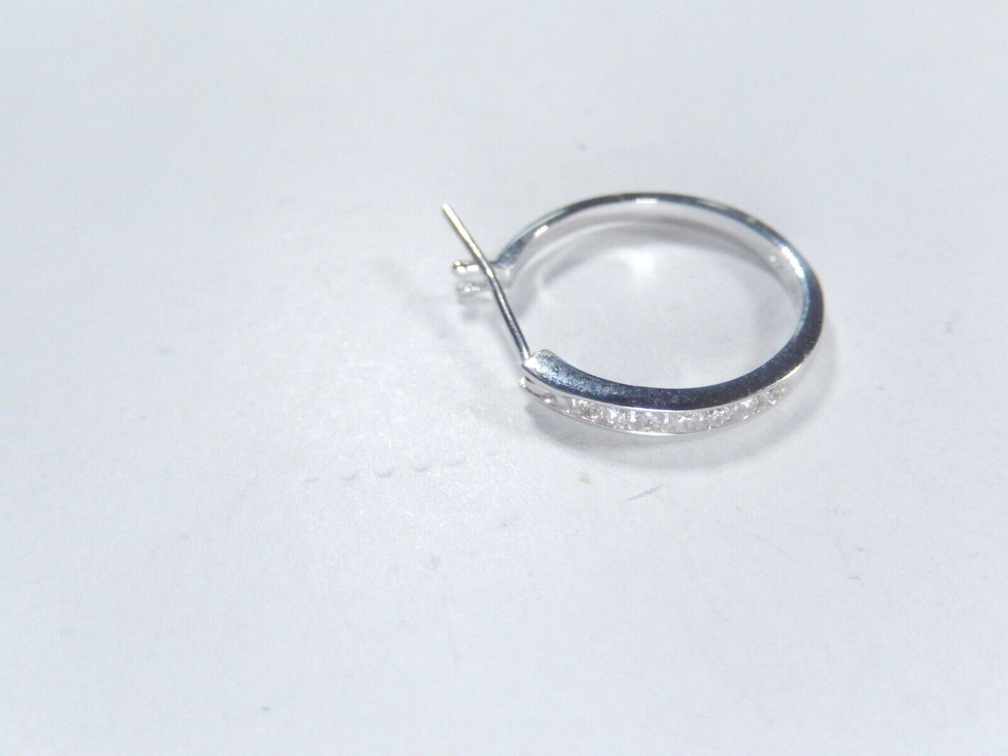 Sale 10K White Gold  17.5 mm  Round Diamond Hoop Earrings 1/7 Cttw