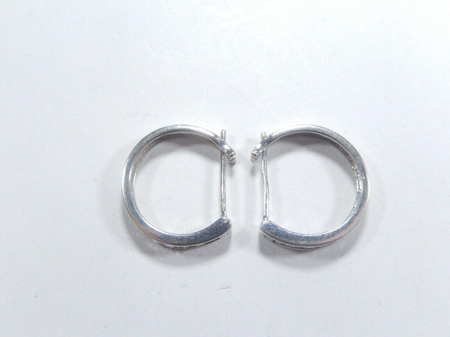 *VINTAGE*  14K White Gold .50 CT Round Cut Natural GH SI Diamond Hoops Earrings