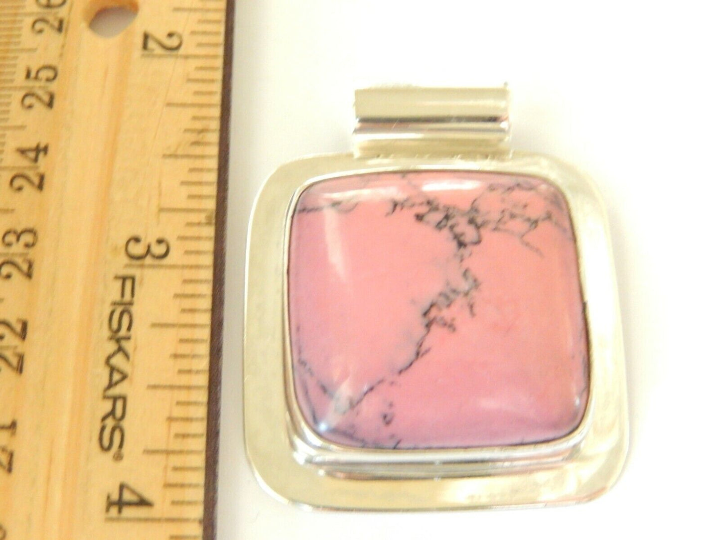 *VINTAGE* Sterling Silver Mexico Pink & Black Rhodolite Pendant & Earring Set