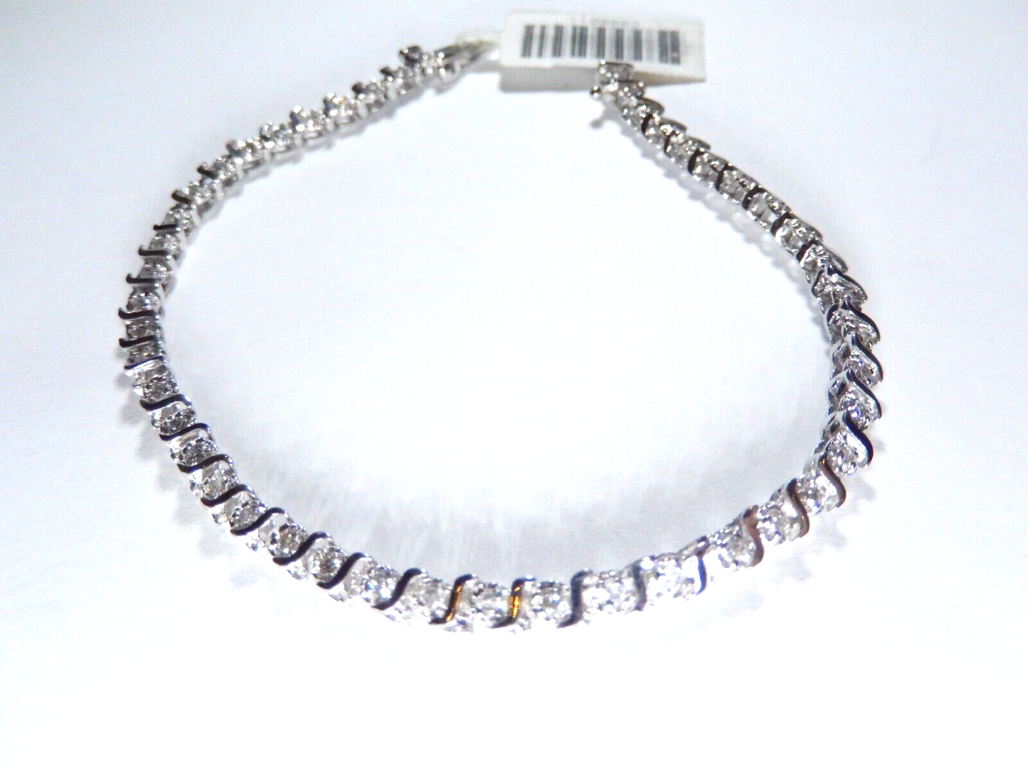 10K White Gold 46 Round Cut Approx. 1/2 CT Natural Diamond Tennis Bracelet 7"