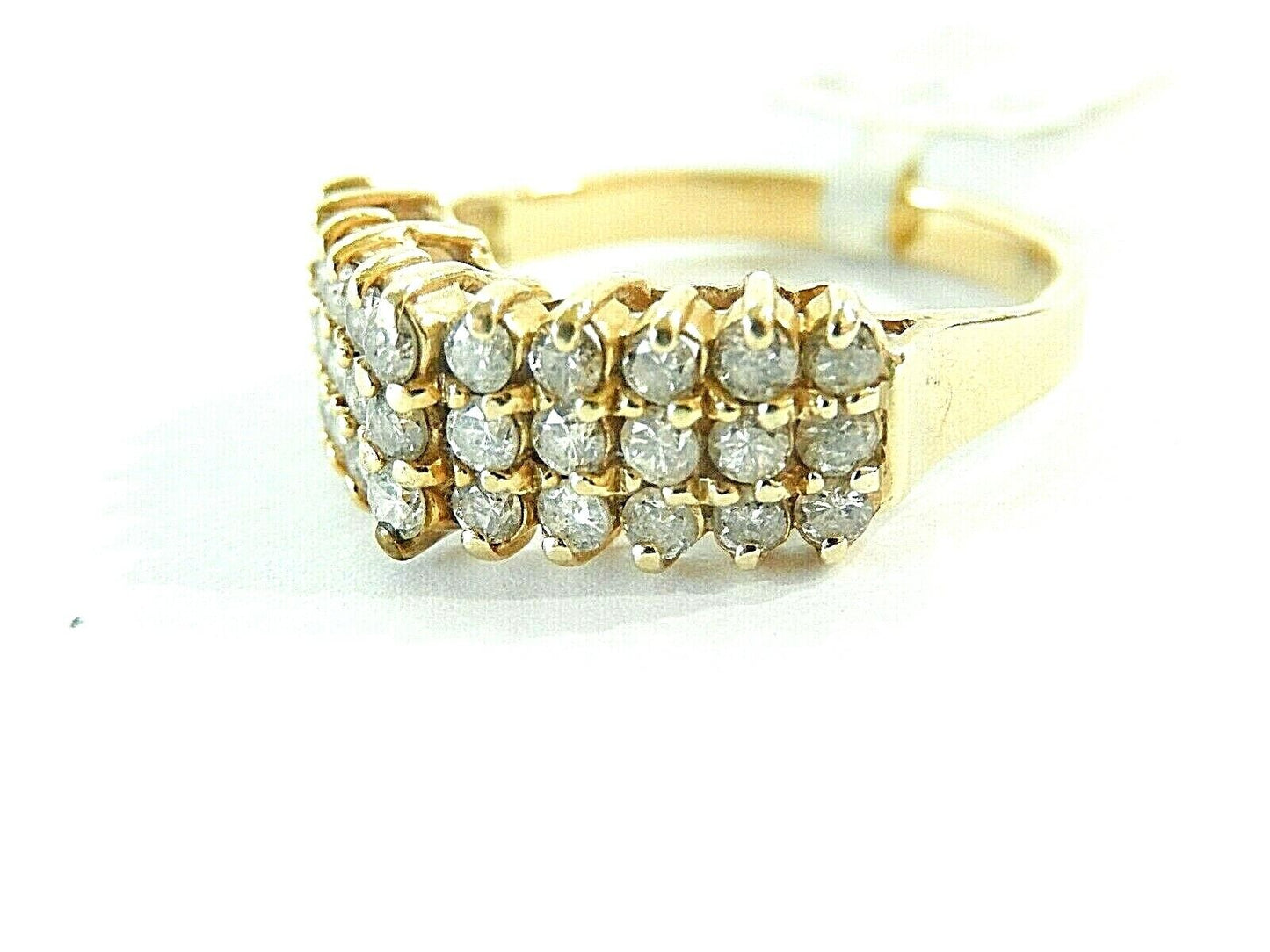 *VINTAGE*  LADIES 14K YELLOW GOLD PYRAMID DESIGN 1 CT T.W. DIAMOND RING SZ 8