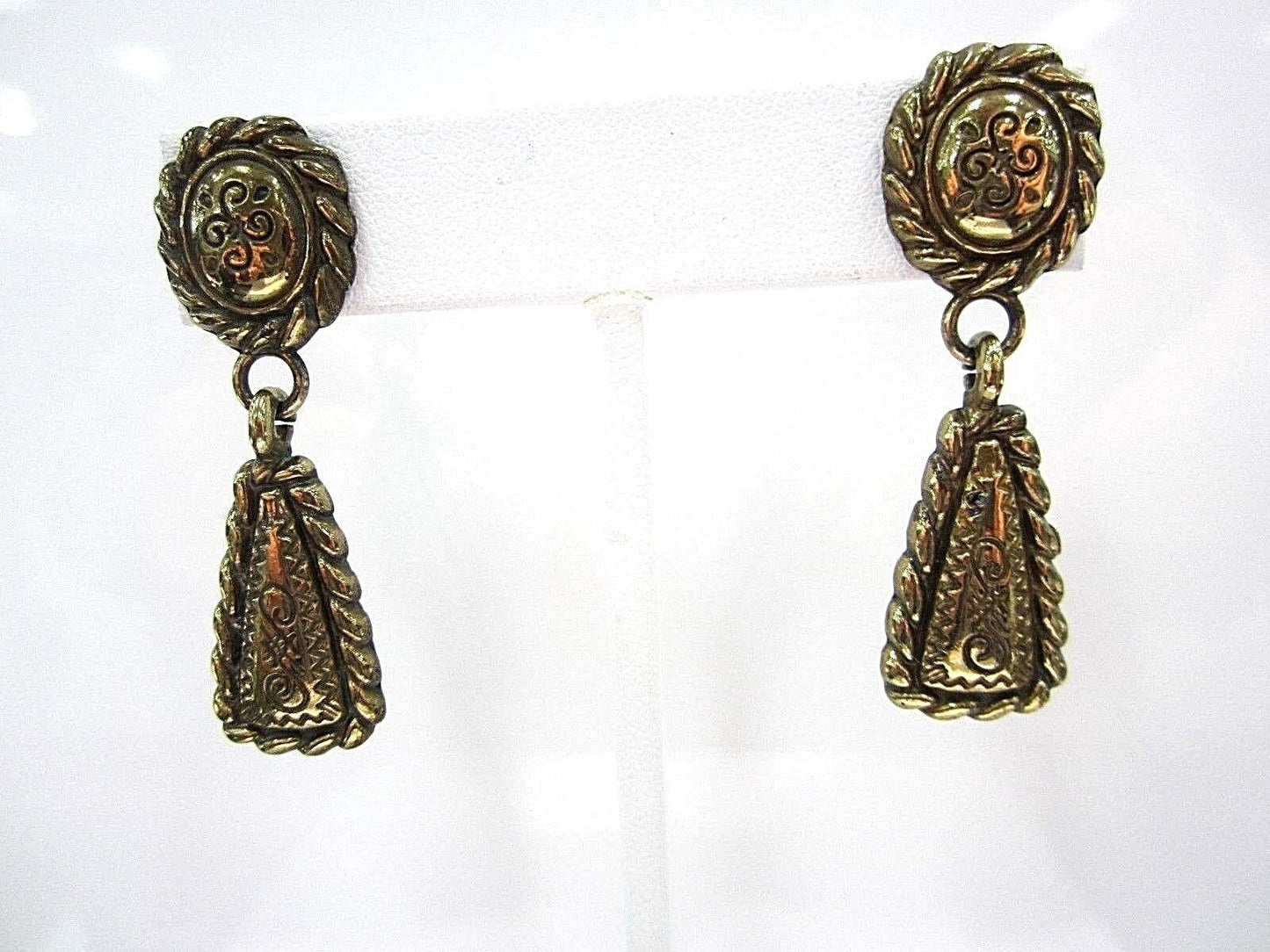 RETIRED Brighton Earrings Brass Panama Classic Drop Post Earrings 2"
