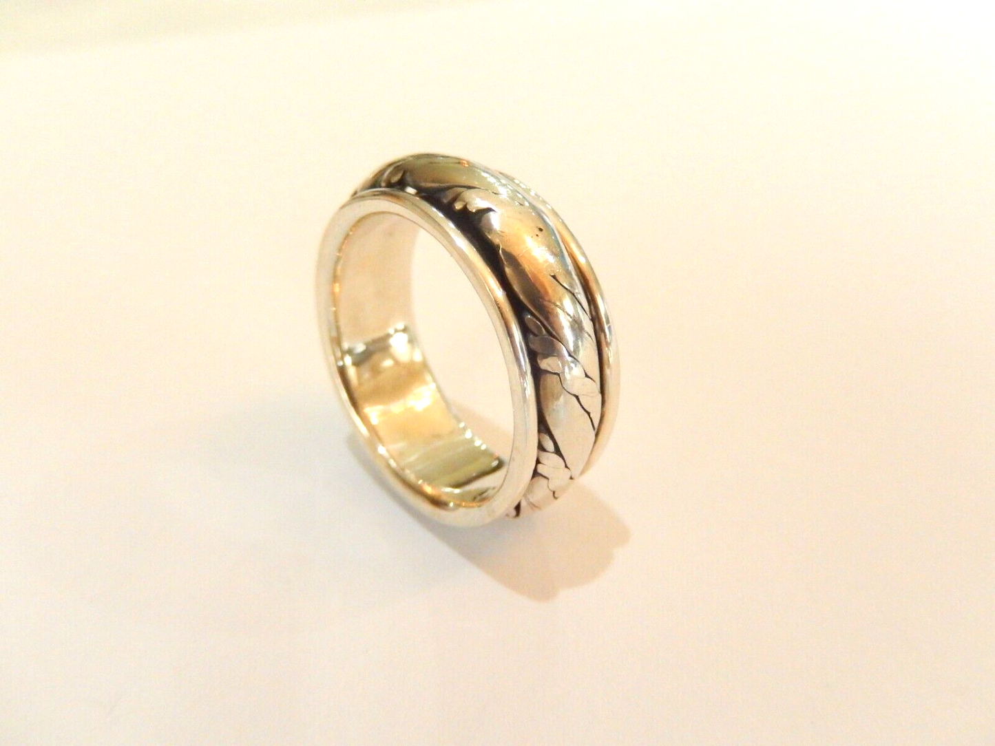 *VINTAGE*  Sterling Silver Scroll Spinner Band Ring  Size 10.5