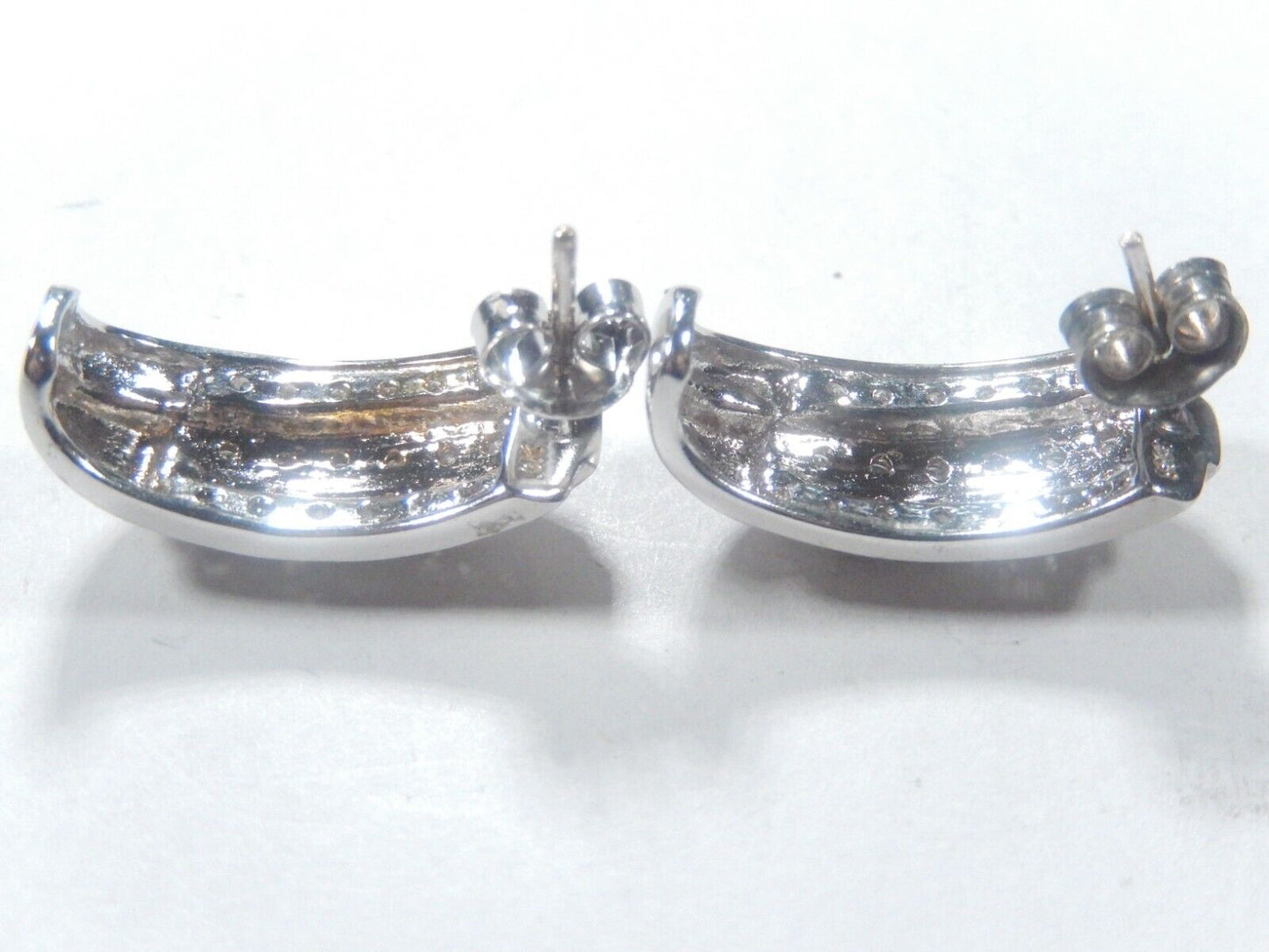 10k White Gold .50CT Natural Round Diamond Cluster  Half Hoop Earrings