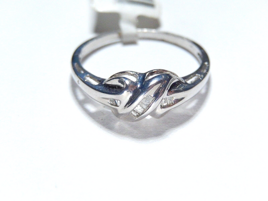 *VINTAGE* 10K White Gold Diamond Criss Cross X Wedding Band Ring Size 7