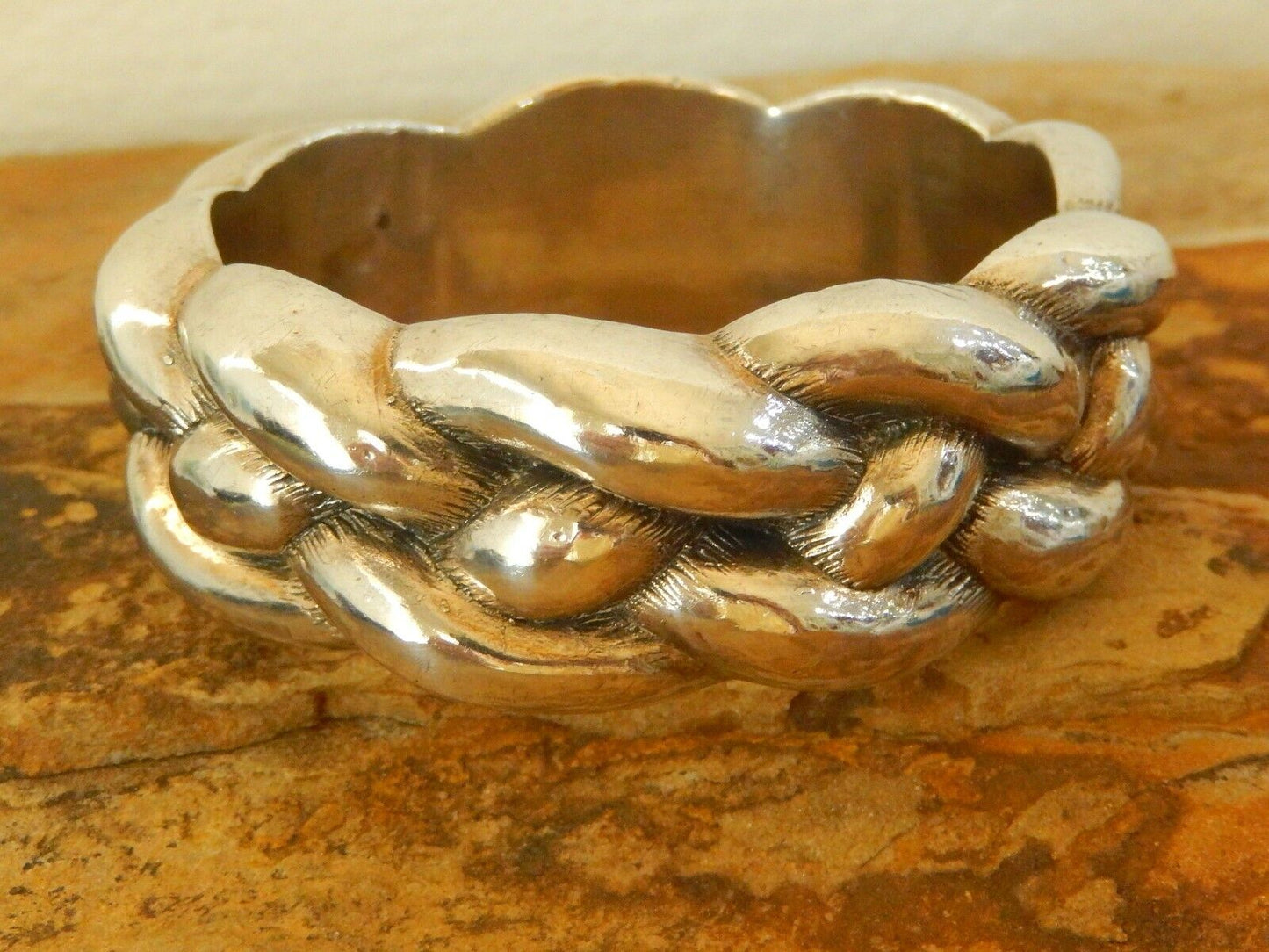 Vintage Artist "CREEN" Sterling Silver 925 Braided Wide Bangle Bracelet 76.58gms