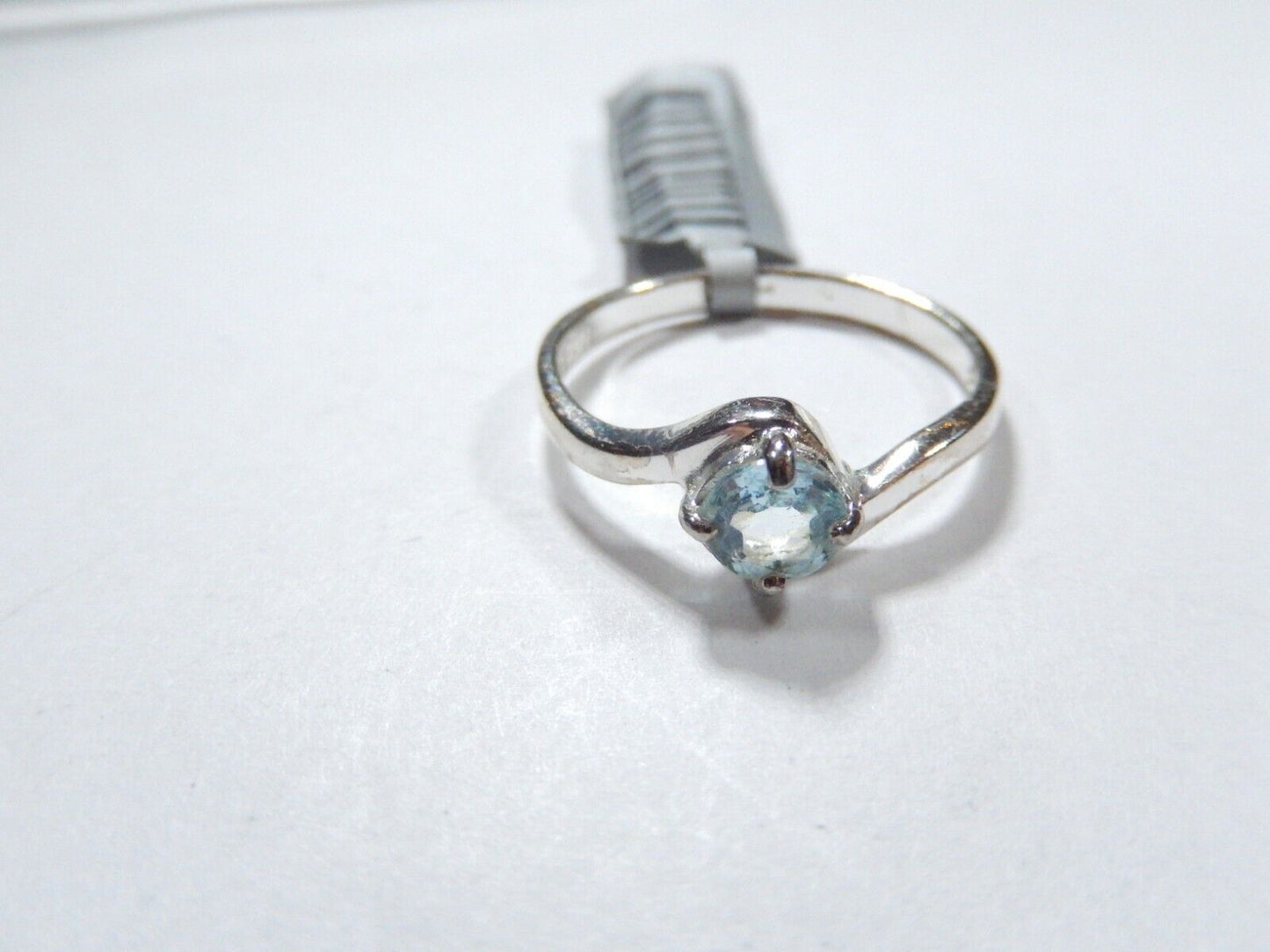 Round Blue Topaz Gemstone Solitaire Twisted 925 Sterling Silver Ring Sz 8